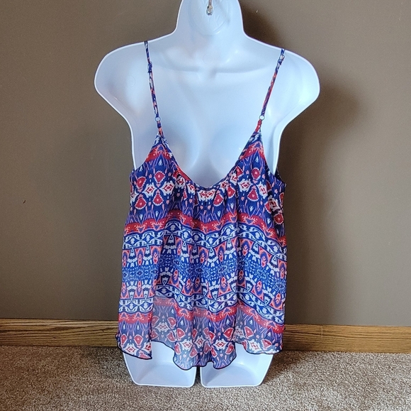 Express Flowy Red White and Blue Cami Tank Top Size Medium - Picture 2 of 9